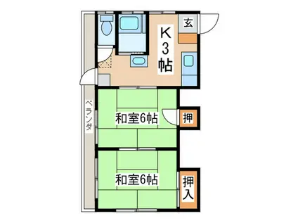 寿町よしみ荘(2K/2階)の間取り写真
