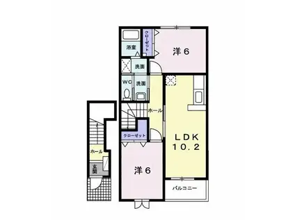 メゾンラルジュ B(2LDK/2階)の間取り写真