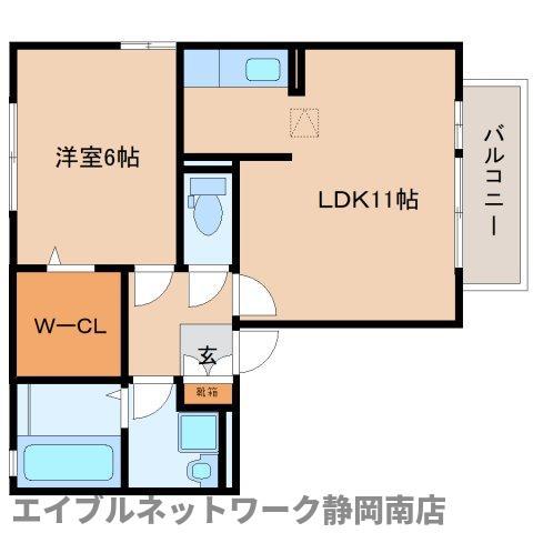 プレジオ高松 B(1LDK/1階)の間取り写真