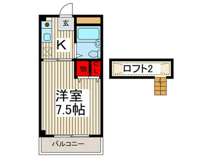 埼玉高速鉄道 鳩ケ谷駅 徒歩29分 3階建 築31年(1K/2階)の間取り写真