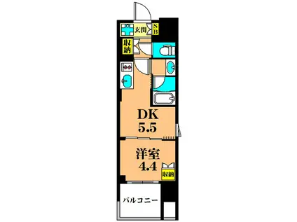 BRILLIA IST大井町(1DK/12階)の間取り写真