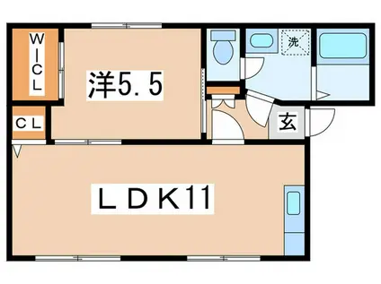 トゥインカルテットB(1LDK/1階)の間取り写真