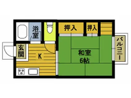 コスモハイツ川崎(1K/1階)の間取り写真