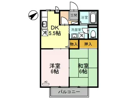 ファミール坂口(2DK/1階)の間取り写真