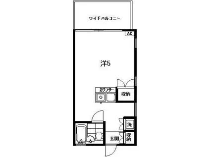 プレンティハイムII(ワンルーム/2階)の間取り写真