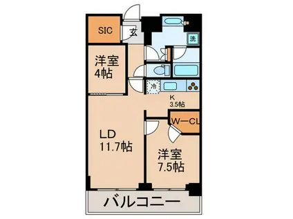 パークアクシス辰巳ステージ(2LDK/9階)の間取り写真