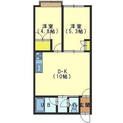 五稜郭パークハイツ(2LDK/1階)の間取り写真