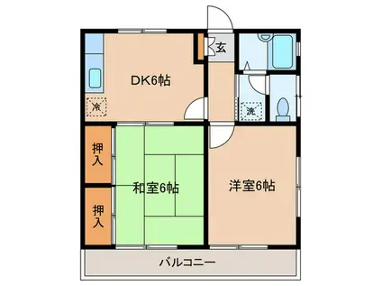 ハイツタカシ(2DK/1階)の間取り写真