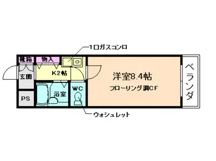コウヨウ井口堂(1K/1階)の間取り写真