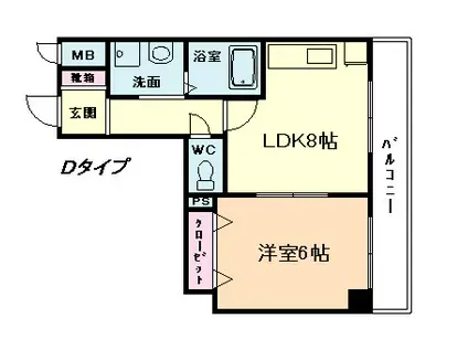 リッチパーシモ塚本(1LDK/5階)の間取り写真