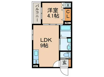 E-HOUSE 志賀本通(1LDK/2階)の間取り写真