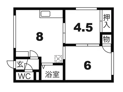 地下鉄東西線 大谷地駅 徒歩7分 2階建 築41年(2DK/2階)の間取り写真