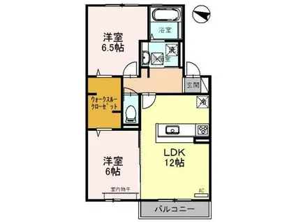JYO・POINT VILLAGE B棟(2LDK/1階)の間取り写真