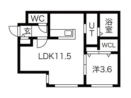 NOBLE HILL 南郷通(1LDK/3階)の間取り写真