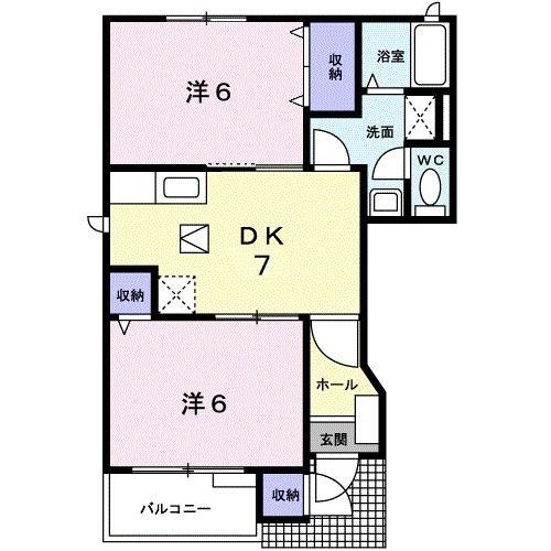 グレースフル(2DK/1階)の間取り写真
