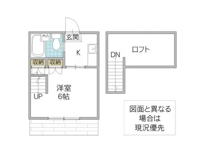 DK龍ヶ崎(1K/1階)の間取り写真