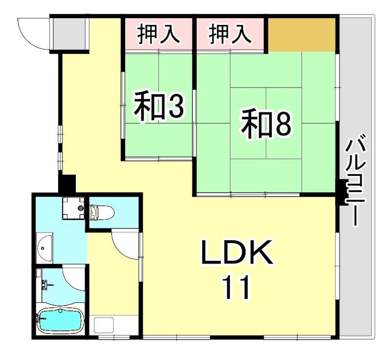 日東マンション(2LDK/3階)の間取り写真