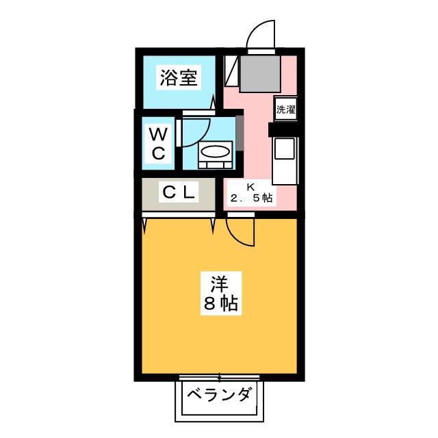 ルミエールB(1K/1階)の間取り写真