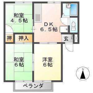 セラミックハウスBEE(3DK/1階)の間取り写真
