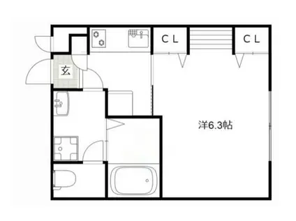 リープラス御着駅前(1K/2階)の間取り写真