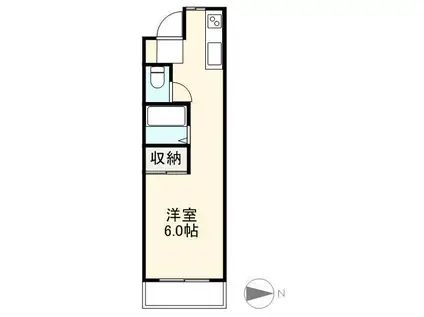 西町ハイツ(ワンルーム/2階)の間取り写真