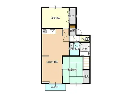 エスポワールB(2LDK/2階)の間取り写真