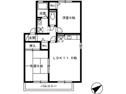 ベルメゾン333(2LDK/2階)の間取り写真