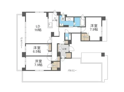 ル・コルヌイエ山鼻(3LDK/4階)の間取り写真