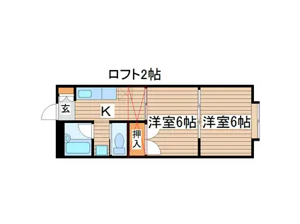 ホープシティ名取(2K/2階)の間取り写真