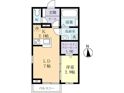 ルノンA(1LDK/1階)の間取り写真