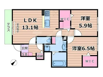 MAISON CALMEI(2LDK/1階)の間取り写真