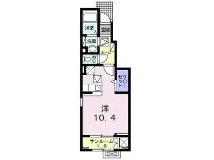 EMBRACE(ワンルーム/1階)の間取り写真