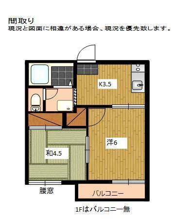 フォーブルわかば(2K/1階)の間取り写真