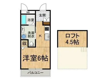 BLUECASA (1K/1階)の間取り写真