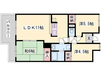 シティガーデン広畑(3LDK/4階)の間取り写真