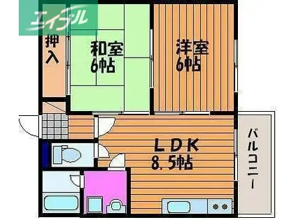 メゾンOGO A(2DK/3階)の間取り写真