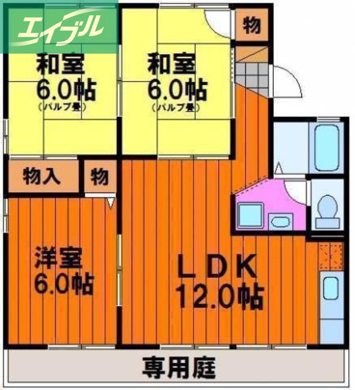 エレガンス西市 G棟(3LDK/1階)の間取り写真
