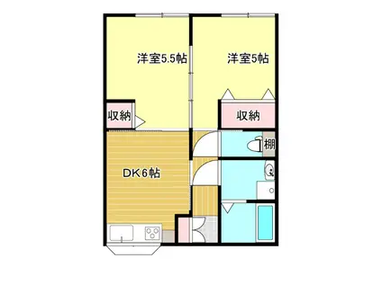 コーポラス矢峰(2DK/2階)の間取り写真