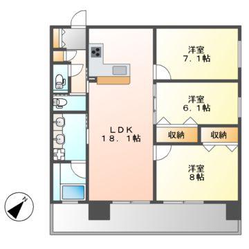 さくらHILLS ROKUBAN PLATINUM RESIDENCE(3LDK/13階)の間取り写真