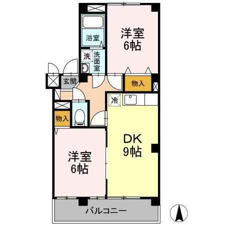 プランドール南(2DK/2階)の間取り写真