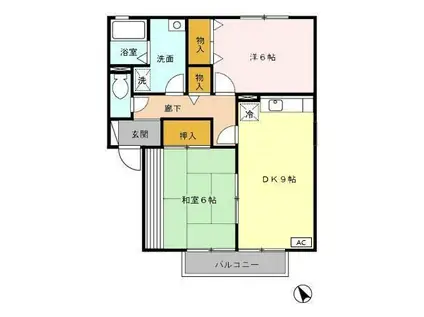 ガーデンコートK A(2DK/2階)の間取り写真