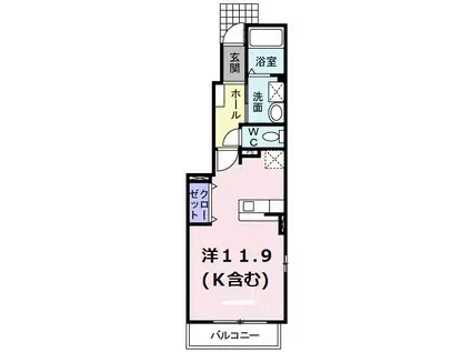 ドマーニ(ワンルーム/1階)の間取り写真