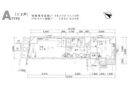 ステージファースト神田(1SK/4階)の間取り写真