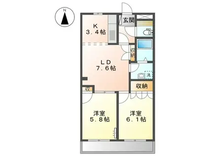リヴァーサウス(2LDK/1階)の間取り写真