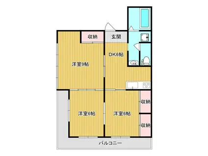 渡辺ビル(3DK/2階)の間取り写真