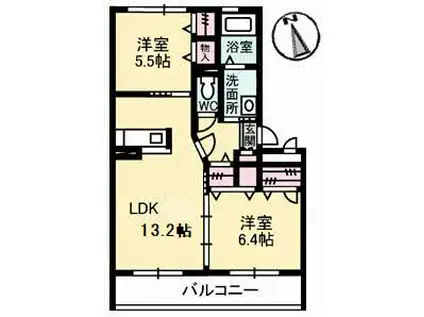 サンライズスクエアA(2LDK/1階)の間取り写真