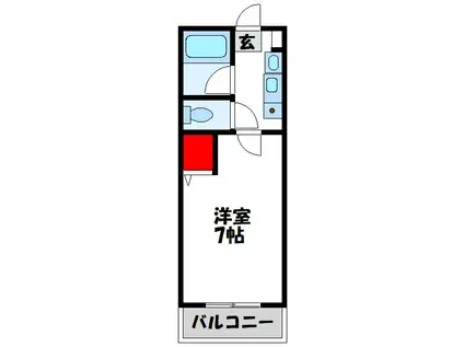ベルカムール(1K/2階)の間取り写真