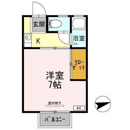 パークハウスB棟(1K/2階)の間取り写真
