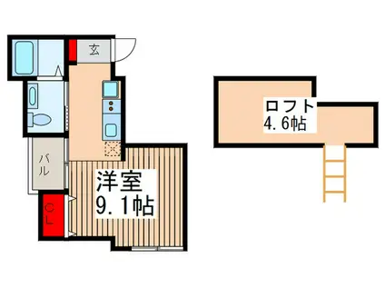 アスピオラスヴィラ(ワンルーム/2階)の間取り写真