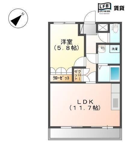 グランデル(1LDK/1階)の間取り写真